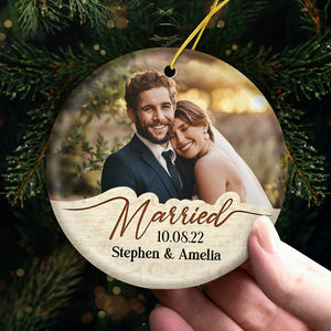 Deux âmes, un cœur - Décoration de Noël personnalisée en céramique ronde avec photo - Télécharger une image, cadeau pour couple, mari et femme, anniversaire, fiançailles, mariage, cadeau de mariage, cadeau de Noël