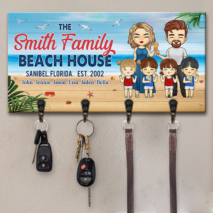 Maison de plage où la famille se rend pour devenir amie - Porte-clés personnalisé, porte-clés - Cadeau pour couples, mari et femme