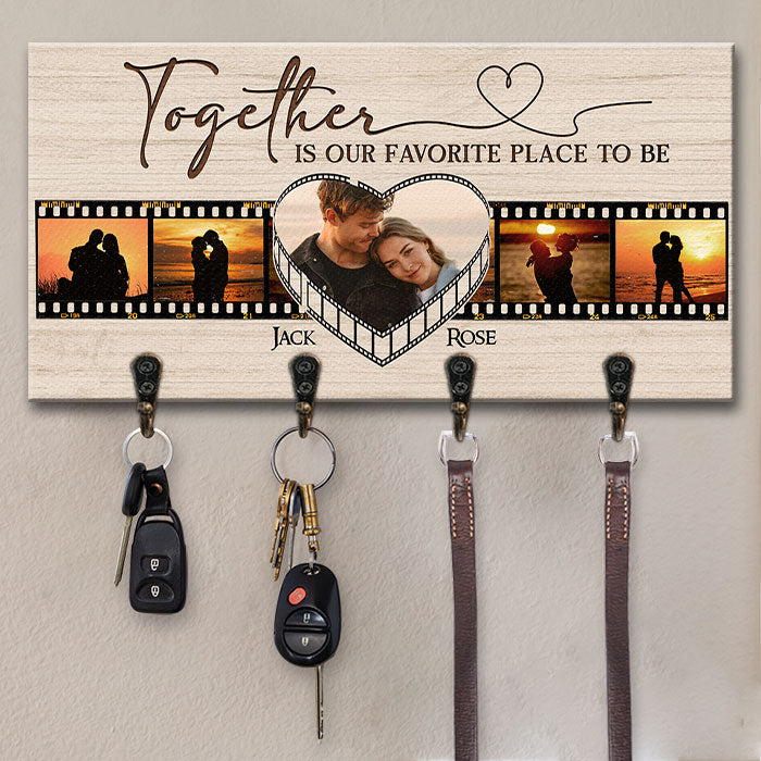 Ensemble, c'est notre endroit préféré - Porte-clés personnalisé, porte-clés - Télécharger une image, cadeau pour couples, mari et femme