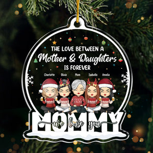 Mother & Daughters Best Friends Forever From The Heart - Family Personalized Custom Ornament - Acrylic Snow Globe Shaped - Christmas Gift For Daughter From Mother