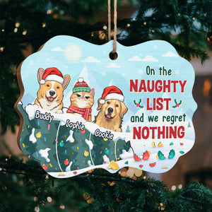 Sur la liste des vilains et sans regrets - Ornement personnalisé pour chien et chat - Bois en forme de Benelux - Cadeau de Noël pour propriétaires et amoureux des animaux