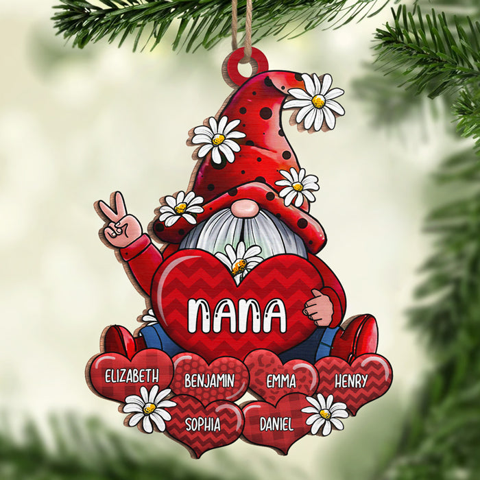 Nain de jardin avec cœur - Décoration de Noël en bois personnalisée en forme de nain - Cadeau pour grand-mère, grands-parents, cadeau de Noël