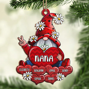 Nain de jardin avec cœur - Décoration de Noël en bois personnalisée en forme de nain - Cadeau pour grand-mère, grands-parents, cadeau de Noël