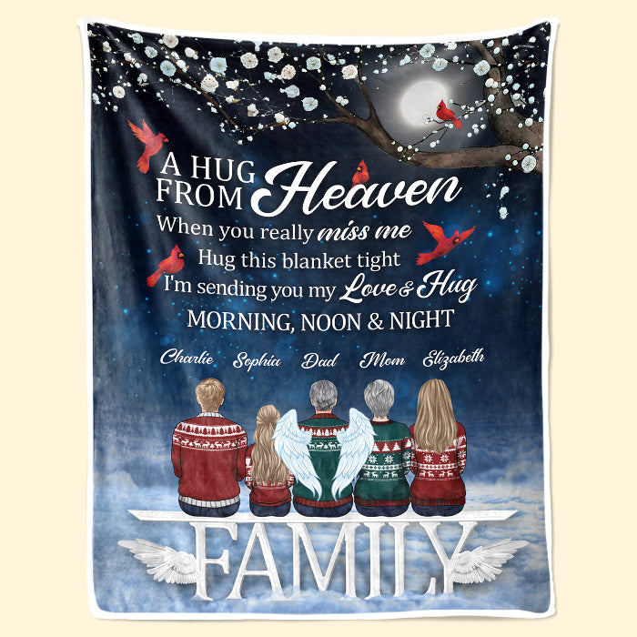 Je t'envoie mon amour et mes câlins - Couverture personnalisée commémorative - Cadeau de condoléances, cadeau de Noël pour les membres de la famille