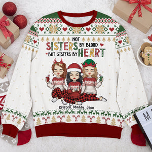 Nous sommes sœurs de cœur - Sweat-shirt personnalisé moche et personnalisé - Pull en laine unisexe - Cadeau de Noël pour meilleures amies, meilleures amies, sœurs