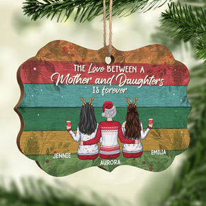 L'amour entre une mère et ses filles est éternel - Décoration de Noël en bois personnalisée en forme de Benelux - Cadeau pour la famille, cadeau de Noël