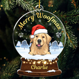 Meowy Woofmas - Décoration personnalisée pour chien et chat - Boule à neige en acrylique - Cadeau de Noël pour les propriétaires et les amoureux des animaux