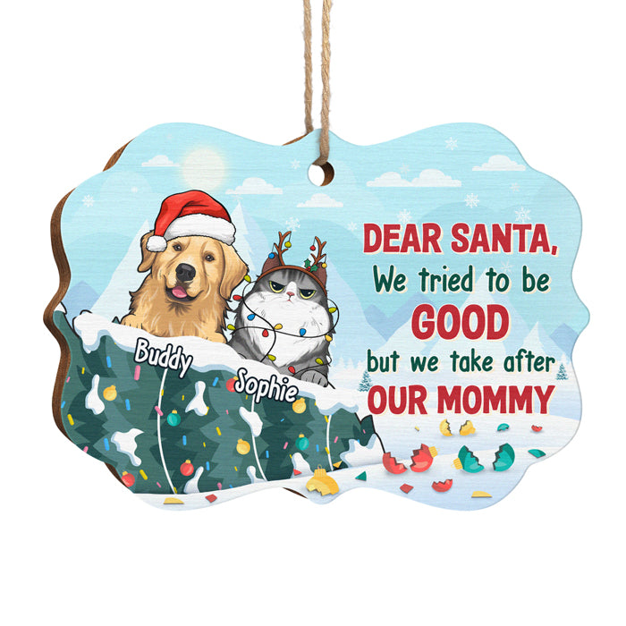 Sur la liste des vilains et sans regrets - Ornement personnalisé pour chien et chat - Bois en forme de Benelux - Cadeau de Noël pour propriétaires et amoureux des animaux