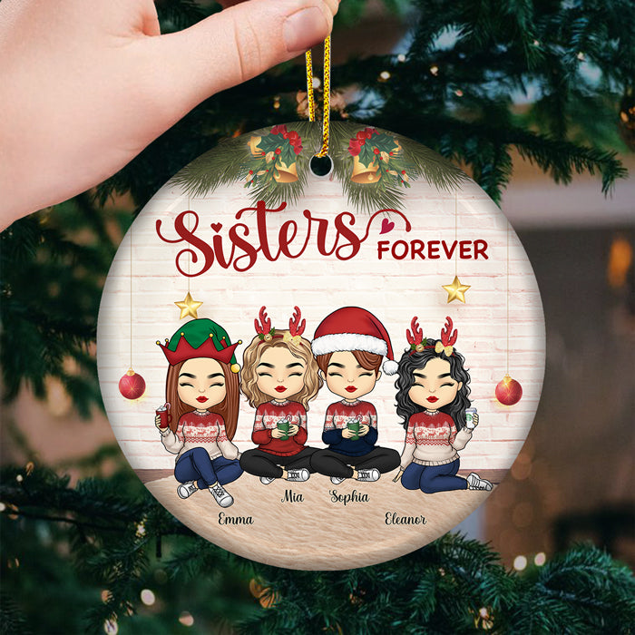 Nous sommes amis pour toujours - Ornement personnalisé Bestie - Forme ronde en céramique - Cadeau de Noël pour meilleures amies, BFF, sœurs