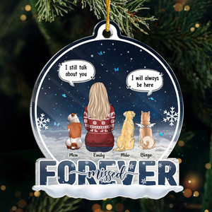Je parle toujours de toi - Ornement commémoratif personnalisé - Boule à neige en acrylique - Cadeau de condoléances, cadeau de Noël pour les propriétaires d'animaux et les amoureux des animaux