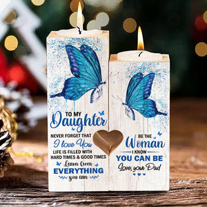 Apprenez de tout ce que vous pouvez - Bougeoir familial - Cadeau de Noël pour fille de la part de papa