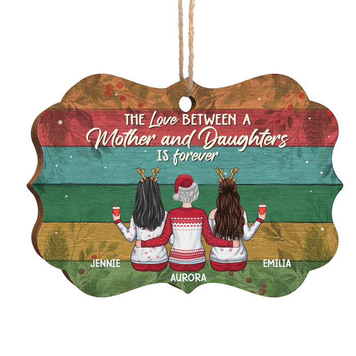 L'amour entre une mère et ses filles est éternel - Décoration de Noël en bois personnalisée en forme de Benelux - Cadeau pour la famille, cadeau de Noël