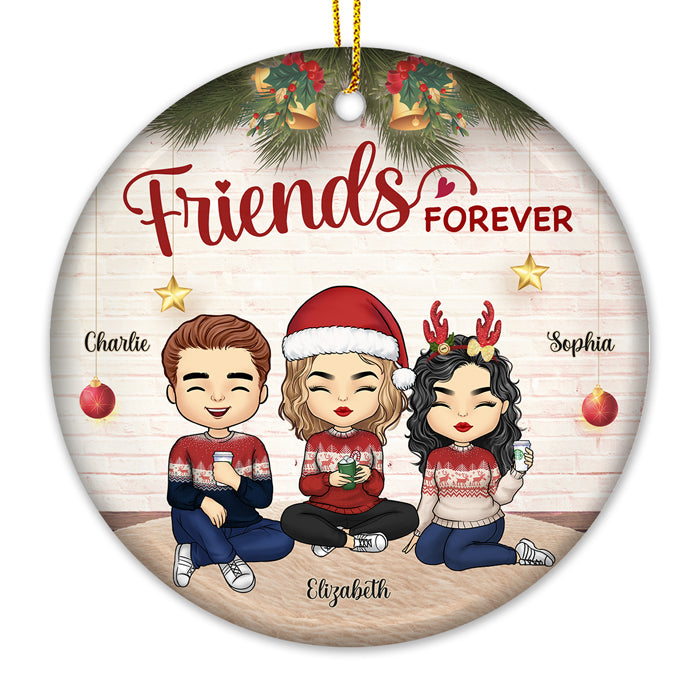 Nous sommes amis pour toujours - Ornement personnalisé Bestie - Forme ronde en céramique - Cadeau de Noël pour meilleures amies, BFF, sœurs
