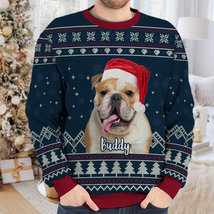 Que votre animal vous bénisse à Noël ! Sweat-shirt personnalisé pour chien et chat, moche et unisexe, en laine. Téléchargez une image, cadeau de Noël pour les propriétaires et les amoureux des animaux.