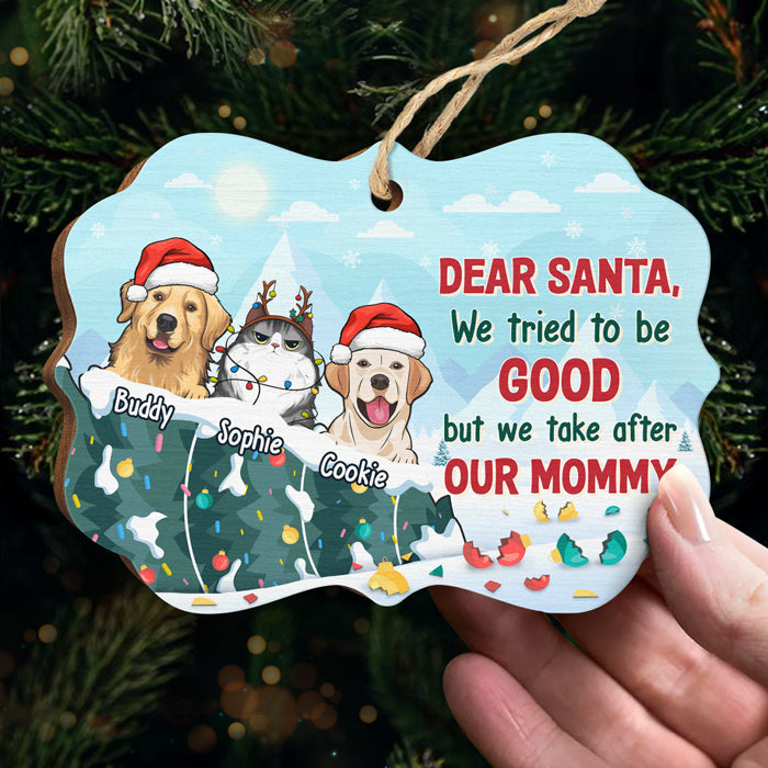 Sur la liste des vilains et sans regrets - Ornement personnalisé pour chien et chat - Bois en forme de Benelux - Cadeau de Noël pour propriétaires et amoureux des animaux