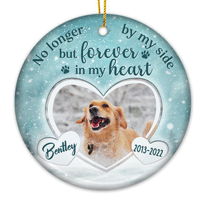 Plus à nos côtés - Décoration de Noël personnalisée en céramique ronde avec photo - Télécharger une image, un cadeau commémoratif, un cadeau de condoléances, un cadeau de Noël
