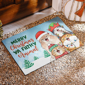 Joyeux Noël, sale animal ! Tapis décoratif personnalisé pour chat ! Cadeau de Noël pour les propriétaires et les amoureux des animaux.