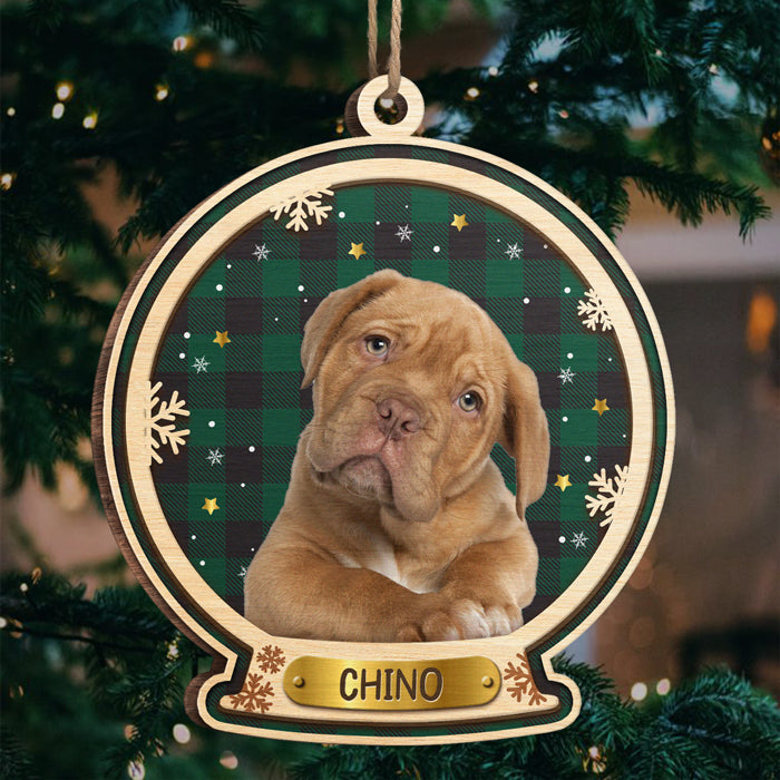 Voici les pattes du Père Noël ! Décoration de Noël ronde en bois personnalisée avec photo ! Télécharger une image, cadeau pour les amoureux des animaux, cadeau de Noël