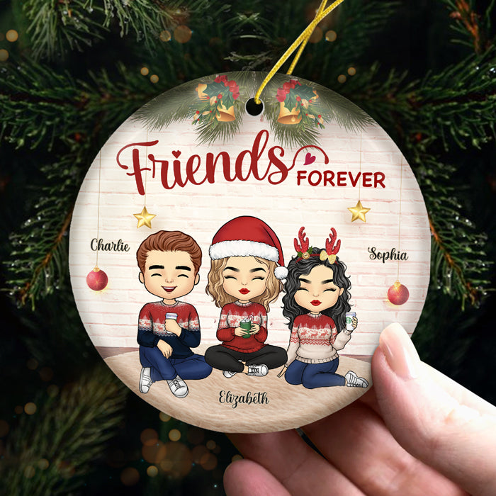 Nous sommes amis pour toujours - Ornement personnalisé Bestie - Forme ronde en céramique - Cadeau de Noël pour meilleures amies, BFF, sœurs