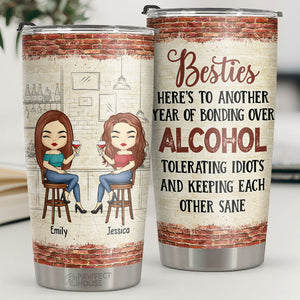 La gueule de bois est temporaire, mais les histoires d'ivrognes sont éternelles - Verre personnalisé Bestie - Cadeau de Noël pour les meilleures amies, BFF, sœurs