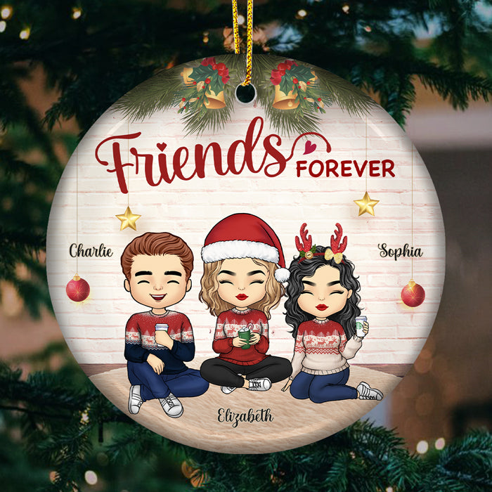 Nous sommes amis pour toujours - Ornement personnalisé Bestie - Forme ronde en céramique - Cadeau de Noël pour meilleures amies, BFF, sœurs
