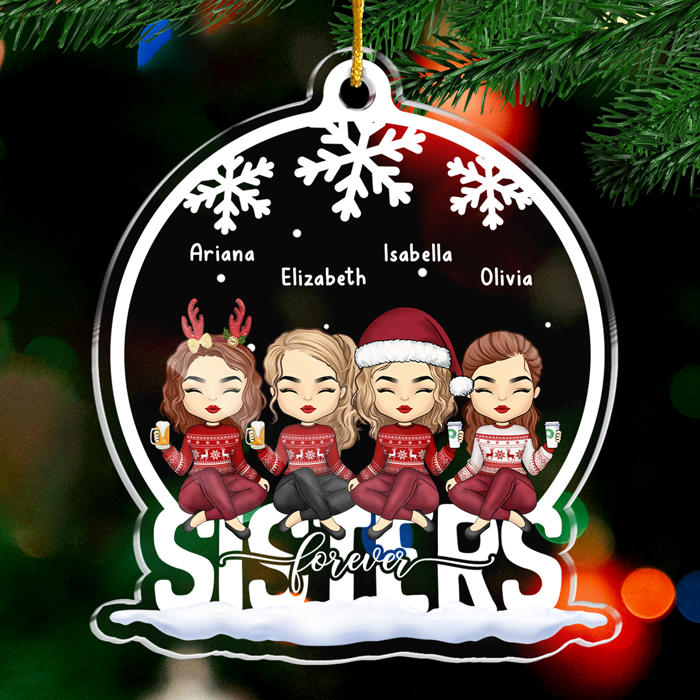 Besties Forever - Décoration personnalisée Bestie - Boule à neige en acrylique - Cadeau de Noël pour meilleures amies, meilleures amies, sœurs