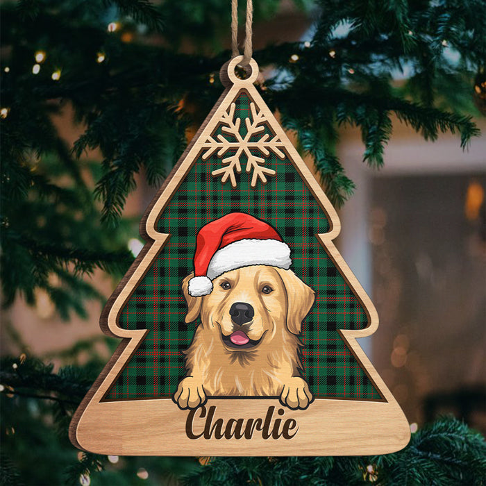 Under The Christmas Tree - Personalized Custom Christmas Tree Shaped Wood Christmas Ornament - Gift For Pet Lovers, Christmas Gift