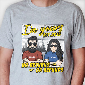 Je suis à toi, sans remboursement, style bande dessinée - Cadeau pour couple, mari et femme - T-shirt unisexe personnalisé