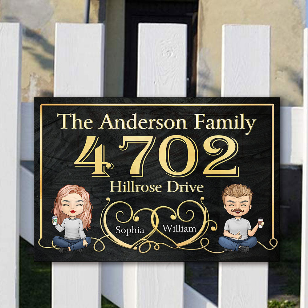 Plaque d'adresse en métal pour couple - Cadeau pour couple, mari et femme, plaque en métal personnalisée