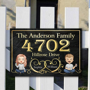 Plaque d'adresse en métal pour couple - Cadeau pour couple, mari et femme, plaque en métal personnalisée