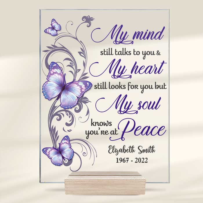 Mon esprit te parle toujours - Plaque acrylique personnalisée - Cadeau commémoratif, cadeau de condoléances