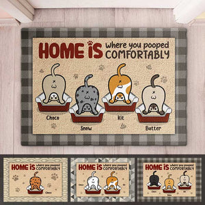 La maison est là où vous avez fait caca confortablement - Tapis décoratif personnalisé - Cadeau pour les amoureux des animaux, les propriétaires d'animaux, cadeau pour animaux de compagnie
