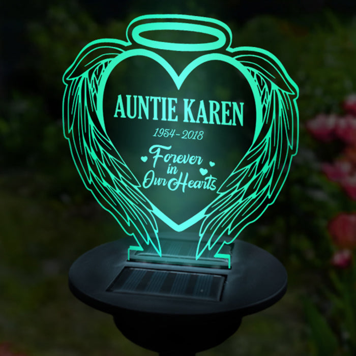 Pour toujours dans nos cœurs - Lampe solaire de jardin commémorative personnalisée - Cadeau commémoratif, cadeau de condoléances
