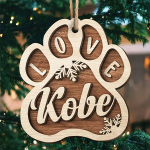 Jingle Paws - Décoration de Noël personnalisée en bois à 2 couches en forme de patte - Cadeau pour les amoureux des animaux, cadeau de Noël