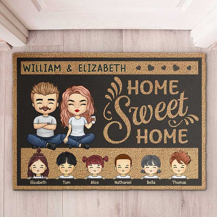 Notre maison, douce maison - Tapis décoratif personnalisé - Cadeau pour couple, mari et femme