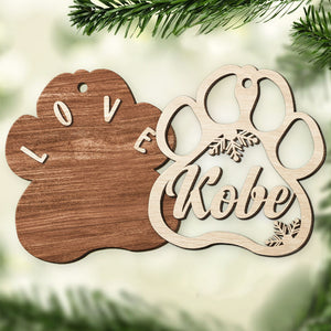Jingle Paws - Décoration de Noël personnalisée en bois à 2 couches en forme de patte - Cadeau pour les amoureux des animaux, cadeau de Noël
