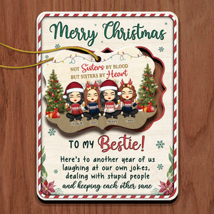Joyeux Noël à mes sœurs de cœur - Carte de Noël personnalisée en bois avec ornement amovible - Cadeau pour meilleure amie, meilleure amie, sœur, cadeau d'anniversaire pour meilleure amie et amie, cadeau de Noël