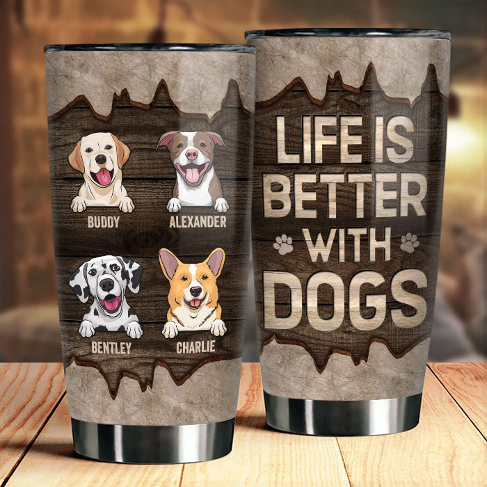 La vie est meilleure avec un chien - Gobelet personnalisé - Cadeau pour les amoureux des animaux