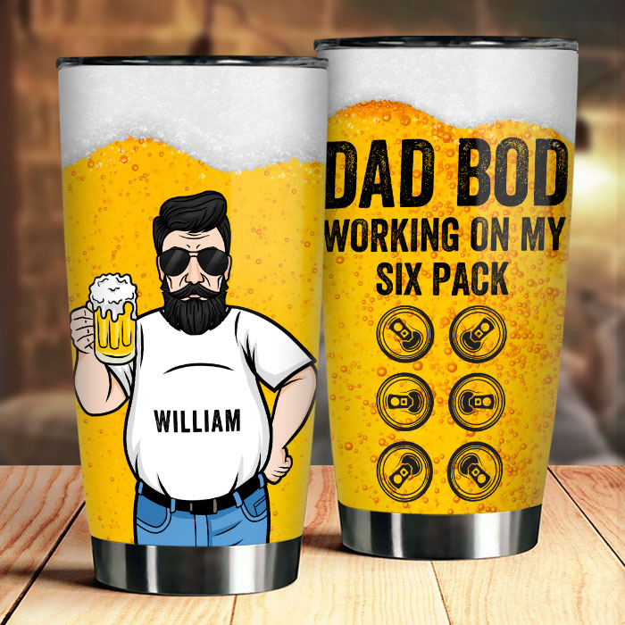 Papa Bod travaille sur mon pack de six - Cadeau pour papa, grand-père - Gobelet personnalisé