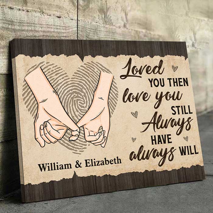Toujours aimé, toujours aimé ! Toile horizontale personnalisée - Cadeau pour couple, mari et femme