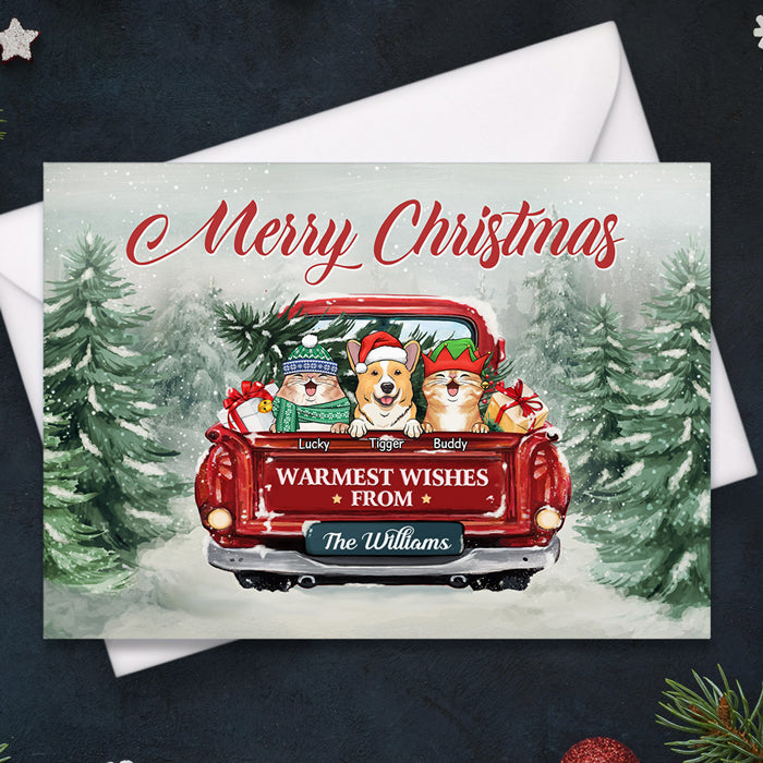 Joyeux Noël, meilleurs vœux de la famille ! Carte postale personnalisée pour chien et chat, cartes de vœux ! Cadeau de Noël pour propriétaires et amoureux des animaux.
