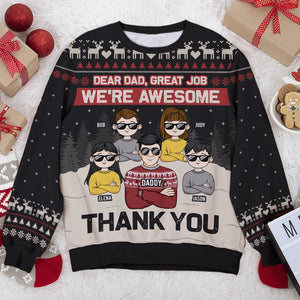 Cher papa, bon travail, merci - Sweat-shirt de Noël unisexe personnalisé, sweat-shirt en laine, sweat-shirt imprimé intégral - Cadeau pour papa, cadeau de Noël