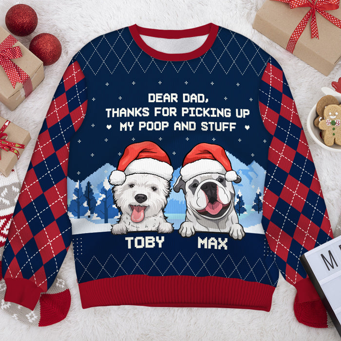 Merci d'avoir récupéré mes affaires - Sweat-shirt de Noël unisexe personnalisé, sweat-shirt en laine, sweat-shirt imprimé intégral - Cadeau pour les amoureux des chiens, les amoureux des animaux, cadeau de Noël