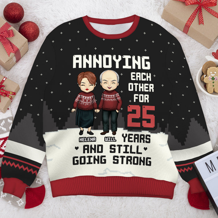 Sweat-shirt de Noël unisexe personnalisé et moche, en laine, imprimé intégral, idéal pour un couple, un mari ou une femme, pour un anniversaire, des fiançailles, un mariage ou Noël.
