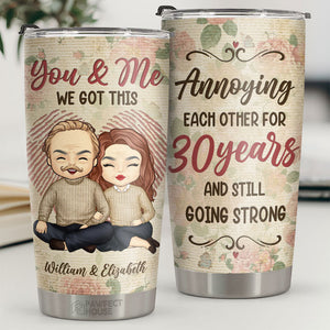 Heureux de s'ennuyer les uns les autres et toujours aussi forts - Gobelet personnalisé - Cadeau pour couple, mari et femme, anniversaire, fiançailles, mariage, cadeau de mariage