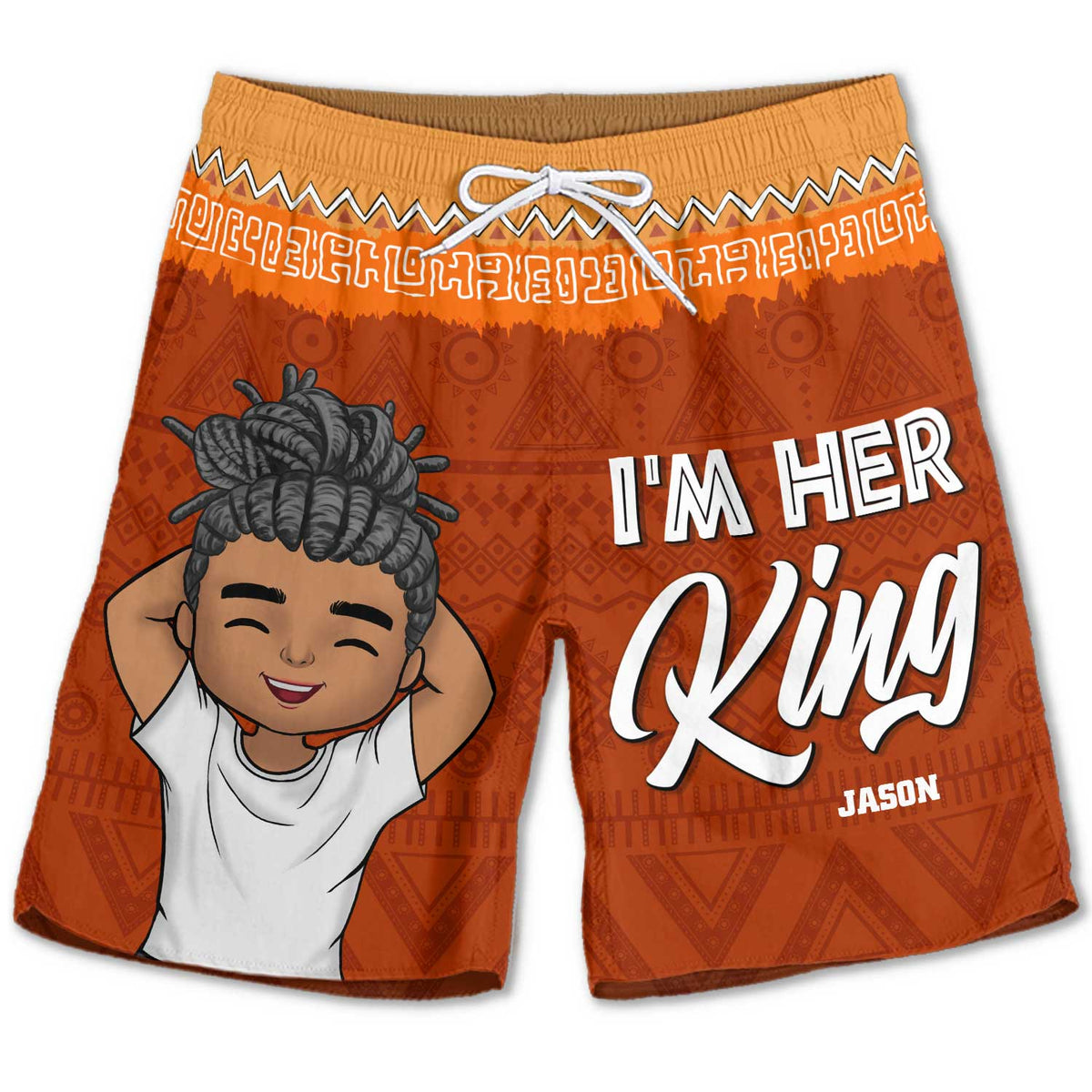 Je suis son roi - Short de plage personnalisé pour couple - Cadeau pour couple, mari et femme