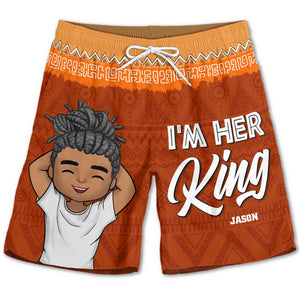 Je suis son roi - Short de plage personnalisé pour couple - Cadeau pour couple, mari et femme