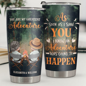 Dès que je t'ai vu, j'ai su qu'une aventure allait se produire - Gobelet personnalisé - Cadeau pour couple, mari et femme, anniversaire, fiançailles, mariage, cadeau de mariage