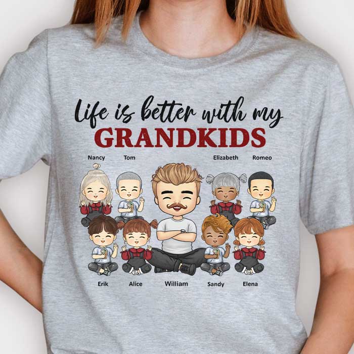 La vie est meilleure avec ces petits-enfants - Cadeau pour grand-père, t-shirt unisexe personnalisé, sweat à capuche