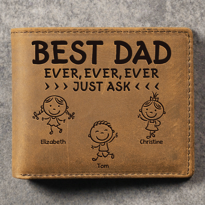 Le meilleur papa du monde ! Demandez-lui ! Portefeuille à deux volets personnalisé ! Cadeau pour papa